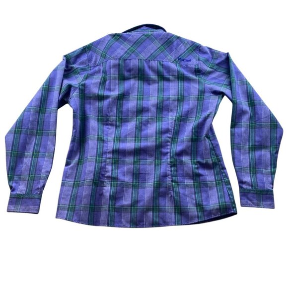 Marmot Woman's Plaid Button-Up Shirt XL in Purple & Green Long Sleeve - Picture 13 of 13